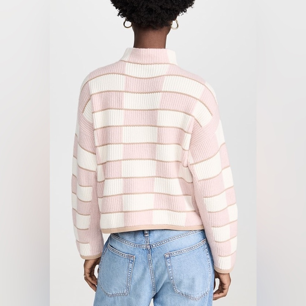 Club Monaco Patchwork Funnel Pink Multi Cream Sweater - Picture 2 of 6